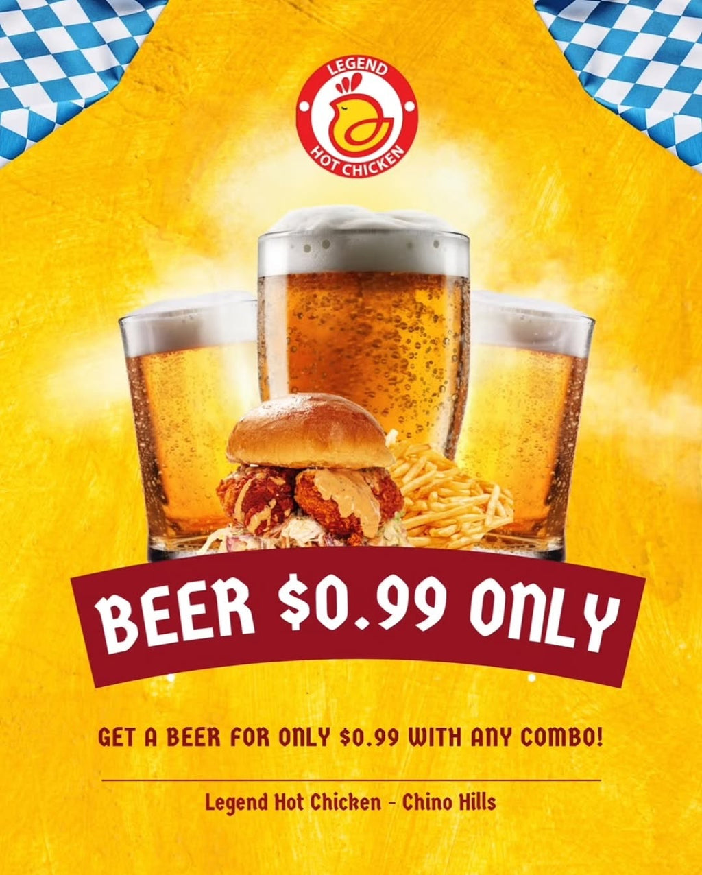 $0.99 Beer at Legend Hot Chicken + 10% Off Your Order!