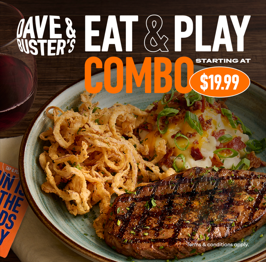 Dave & Buster's Eat & Play Combo Starting at $19.99