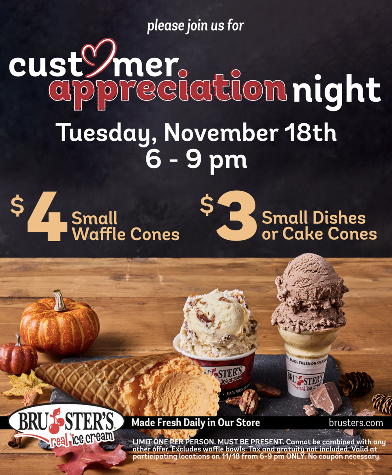 Customer Appreciation Night at Bruster's