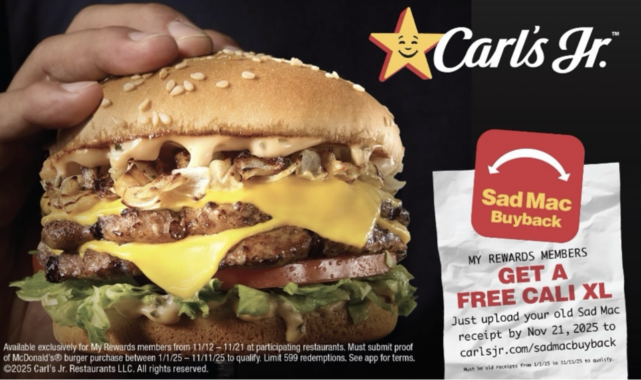 Free Carl's Jr. Burger When You Upload a Receipt
