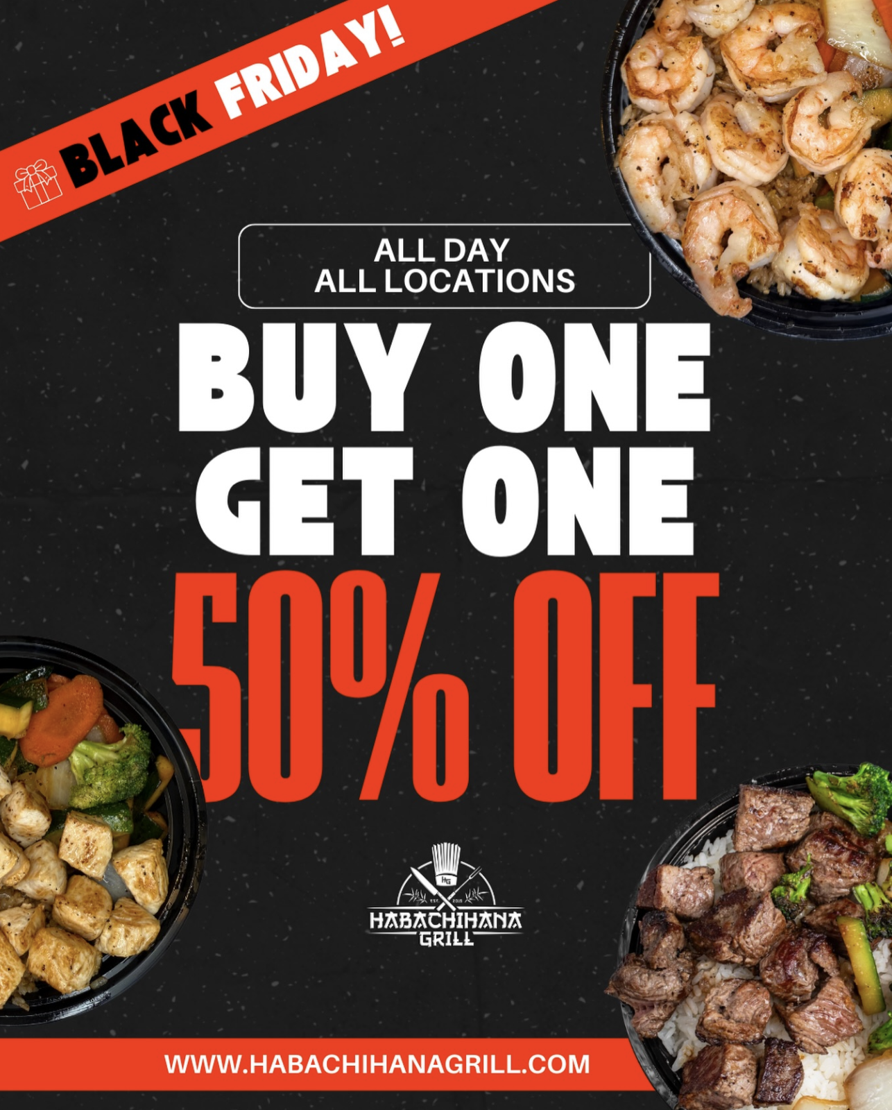 BOGO 50% Off at Habachihana Grill for Black Friday