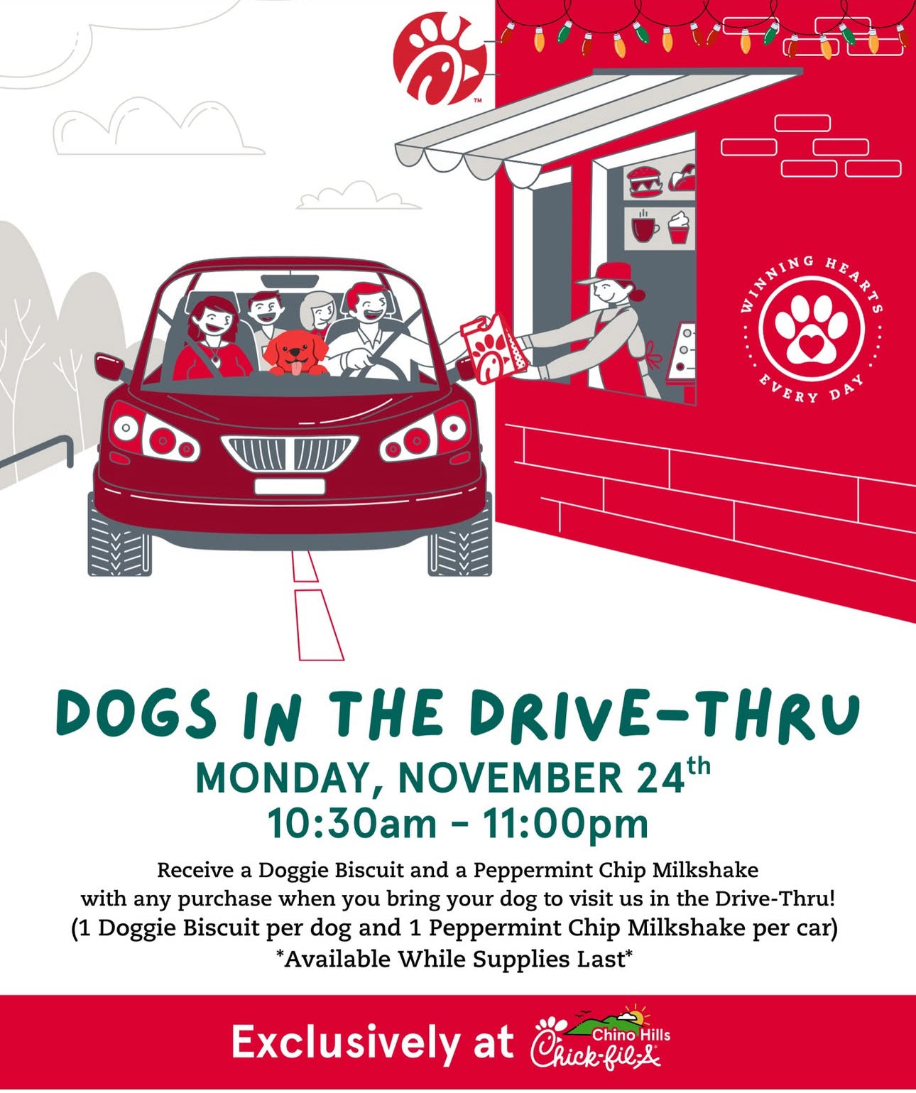 Free Dog Treat & Peppermint Chip Milkshake