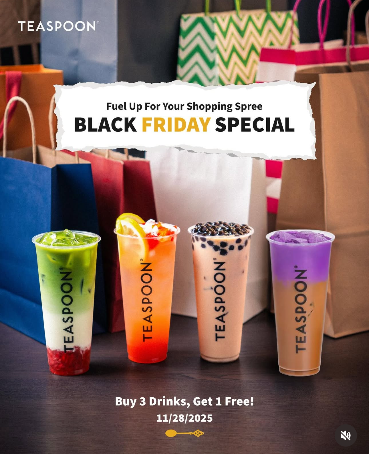 Buy 3 Drinks, Get 1 Free at Teaspoon