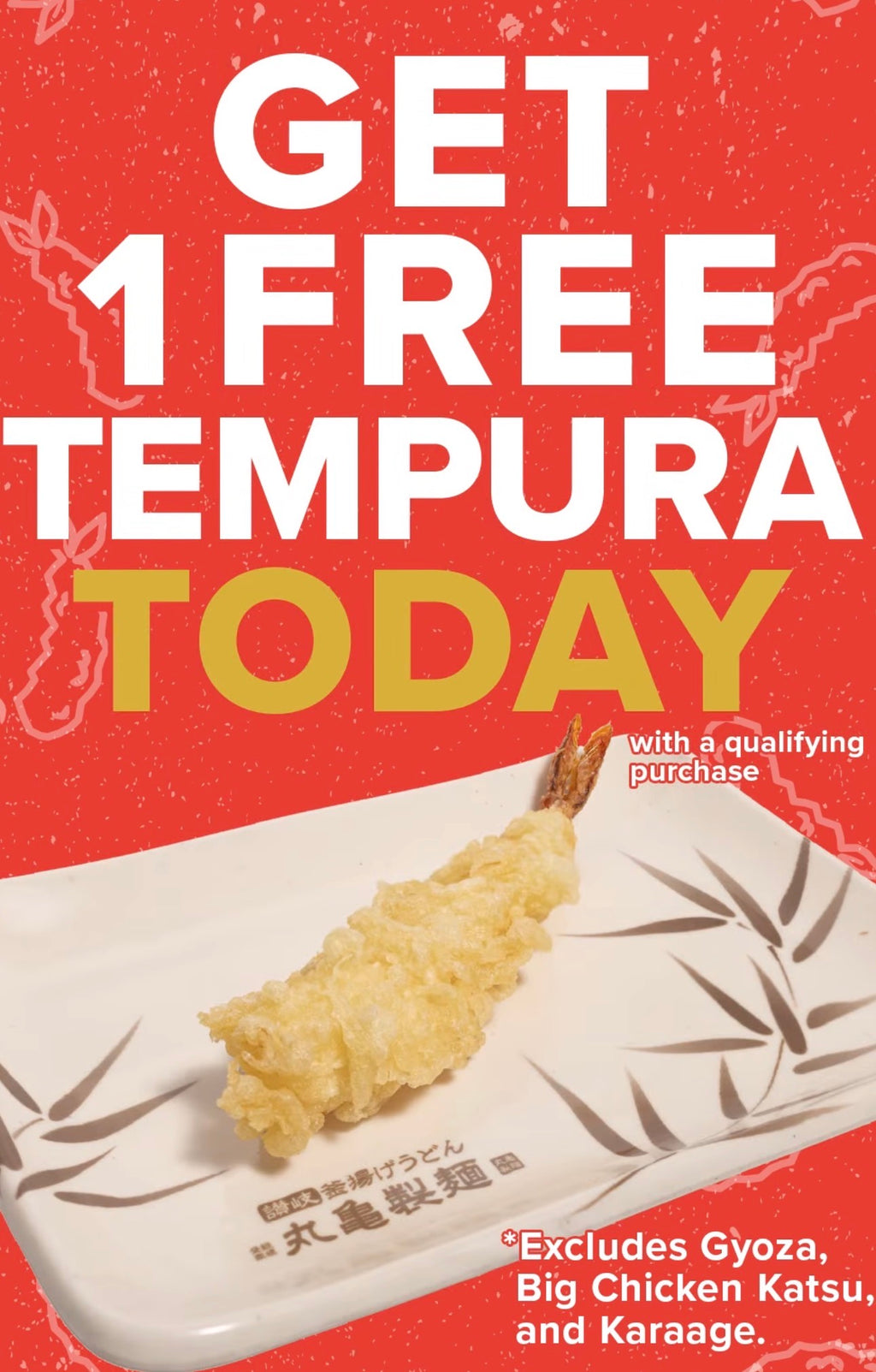 Eat for Under $10 + Get a Free at Tempura Piece When you Sign Up for Rewards at Marugame Udon
