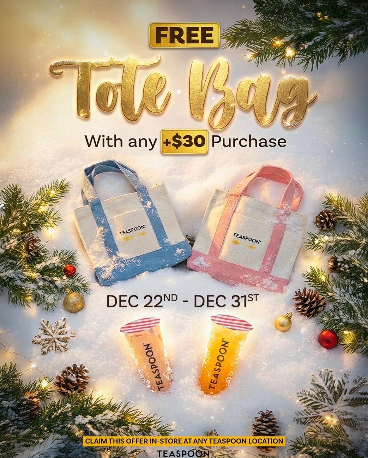 Free Tote Bag with a $30+ Purchase at Teaspoon