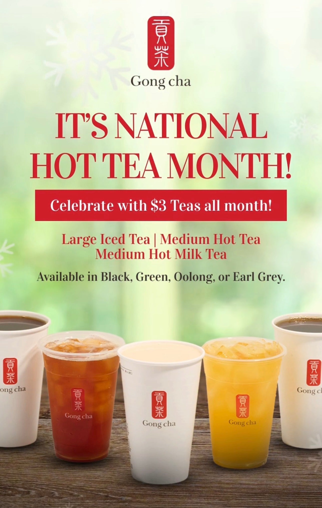 $3 Teas All Month at Gong Cha Tea Starting 1/5