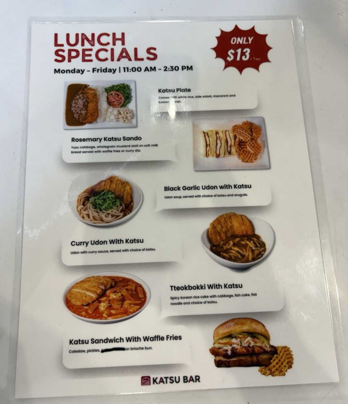 $13 Katsu Lunch Special at Katsu Bar
