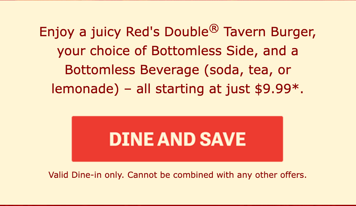 $9.99 Burger, Bottomless Fries & Drink at Red Robin Burger (Dine-In Only)