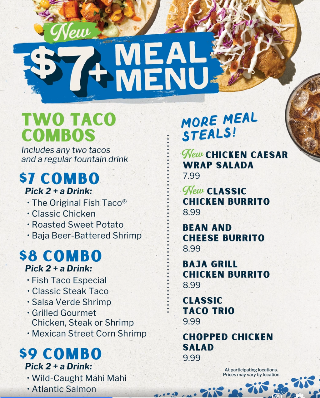 $7+ Meal Menu from Rubio's Coastal Grill