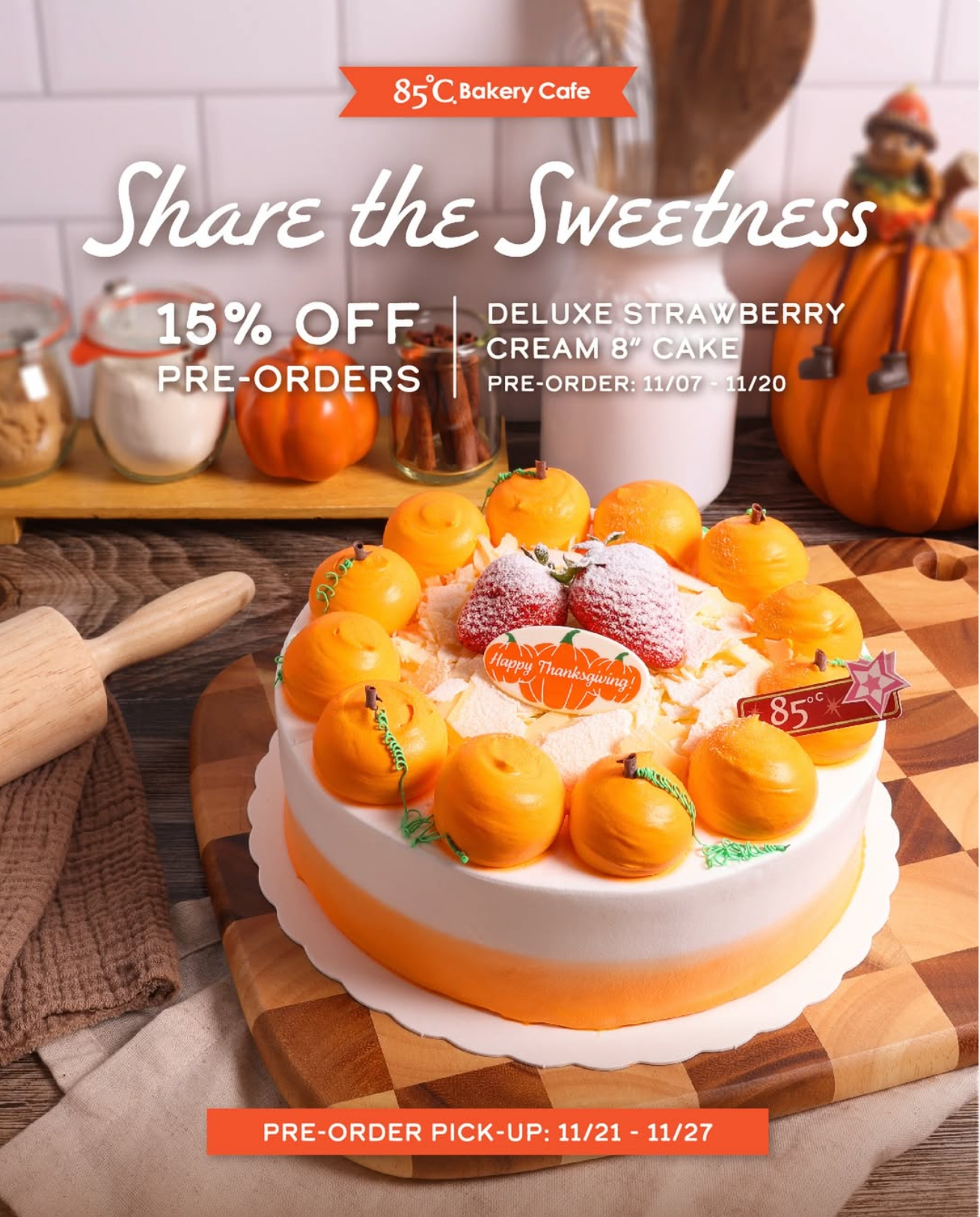 Preorder a Deluxe Strawberry Cream Cake, Get 15% OFF at 85°C Bakery Cafe