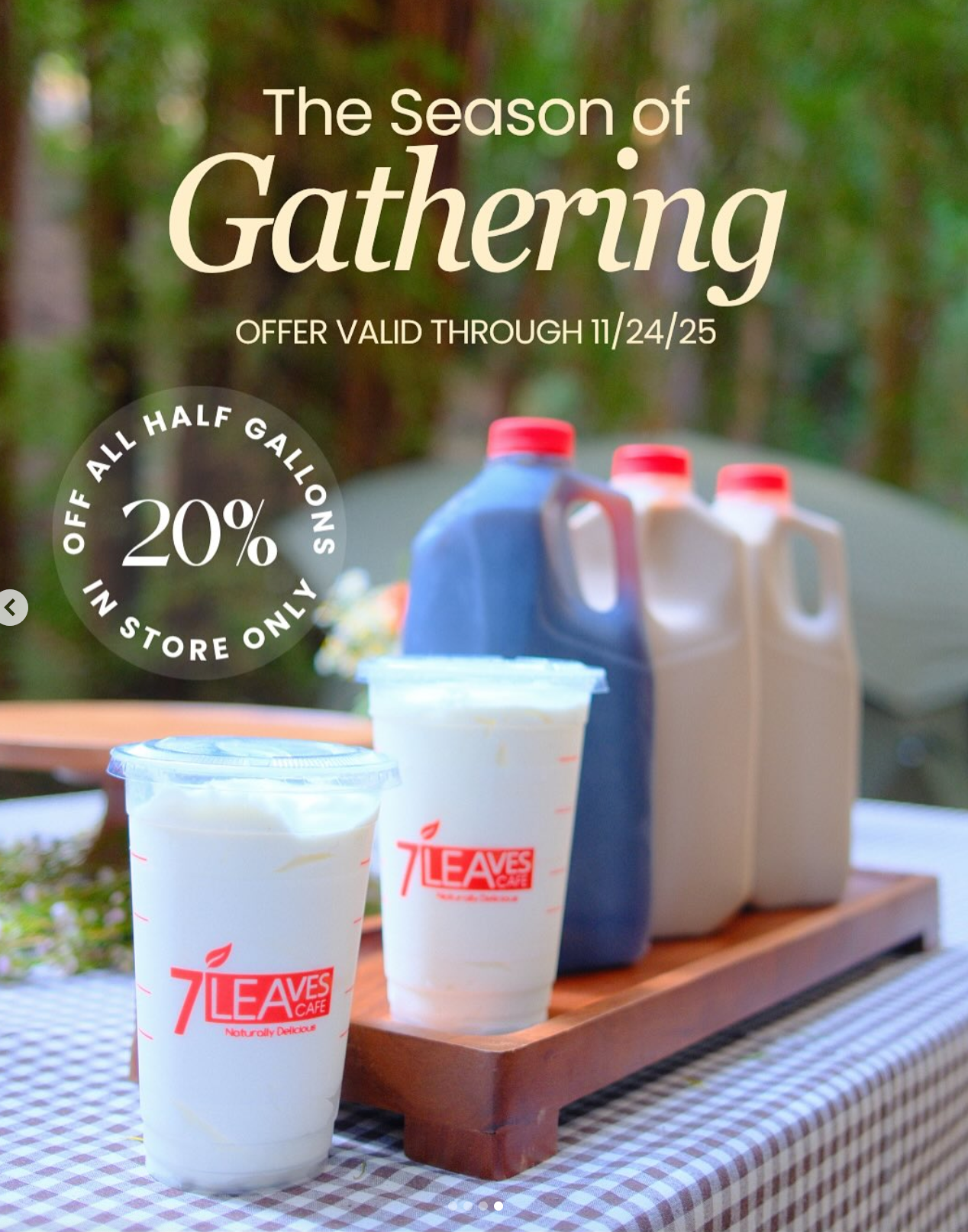 20% Off Half Gallons at 7 Leaves Café