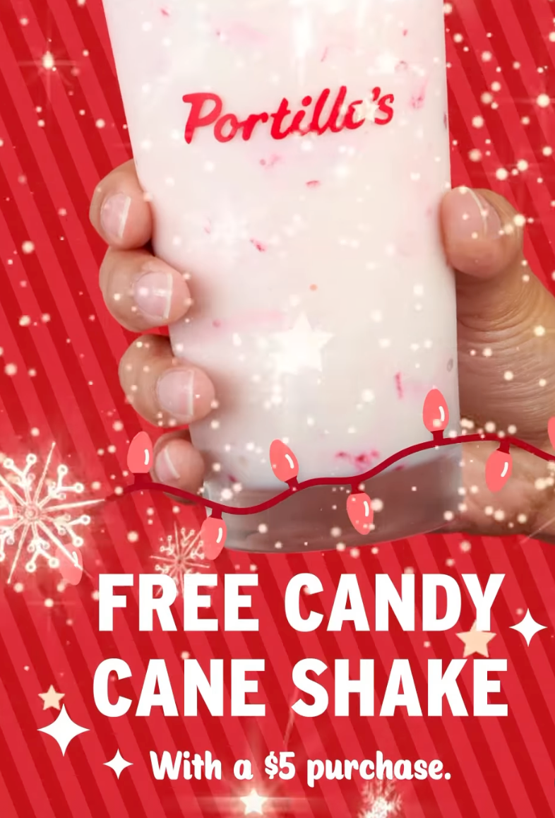 FREE Candy Cane Shake with a $5 Purchase at Portillo's