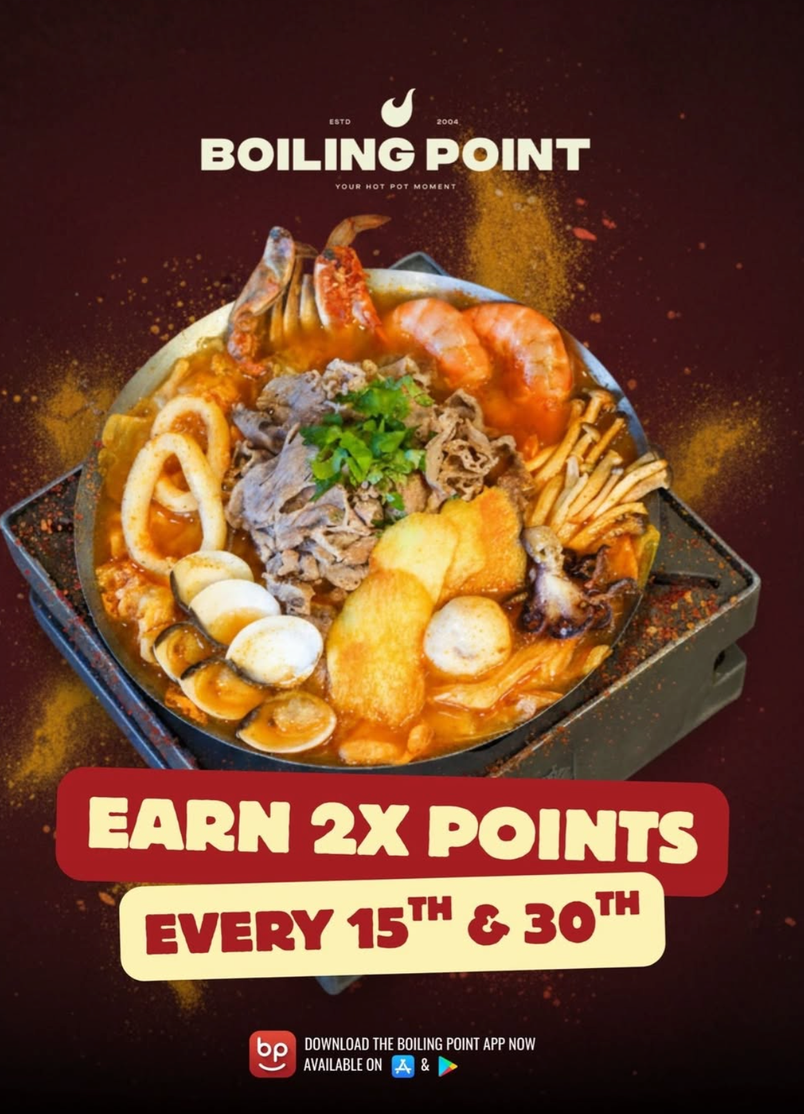 Double Points on the 15th & 30th at Boiling Point