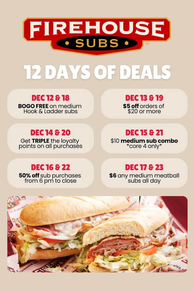 Firehouse Subs 12 Days of Deals