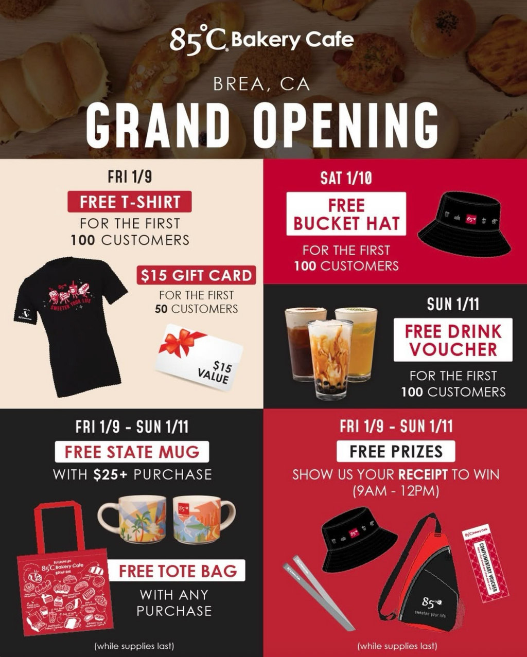Grand Opening of 85°C Bakery Cafe Brea Event