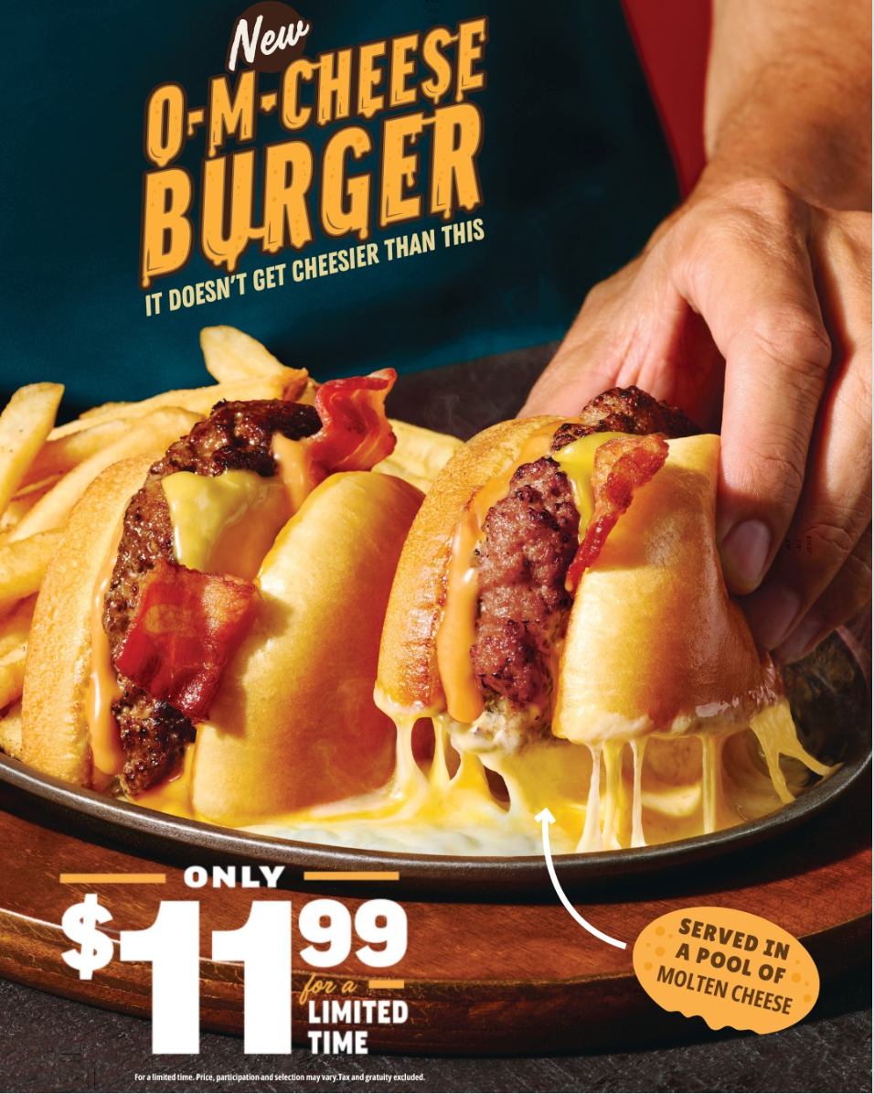 O-M-Cheese Burger for $11.99 at Applebee's