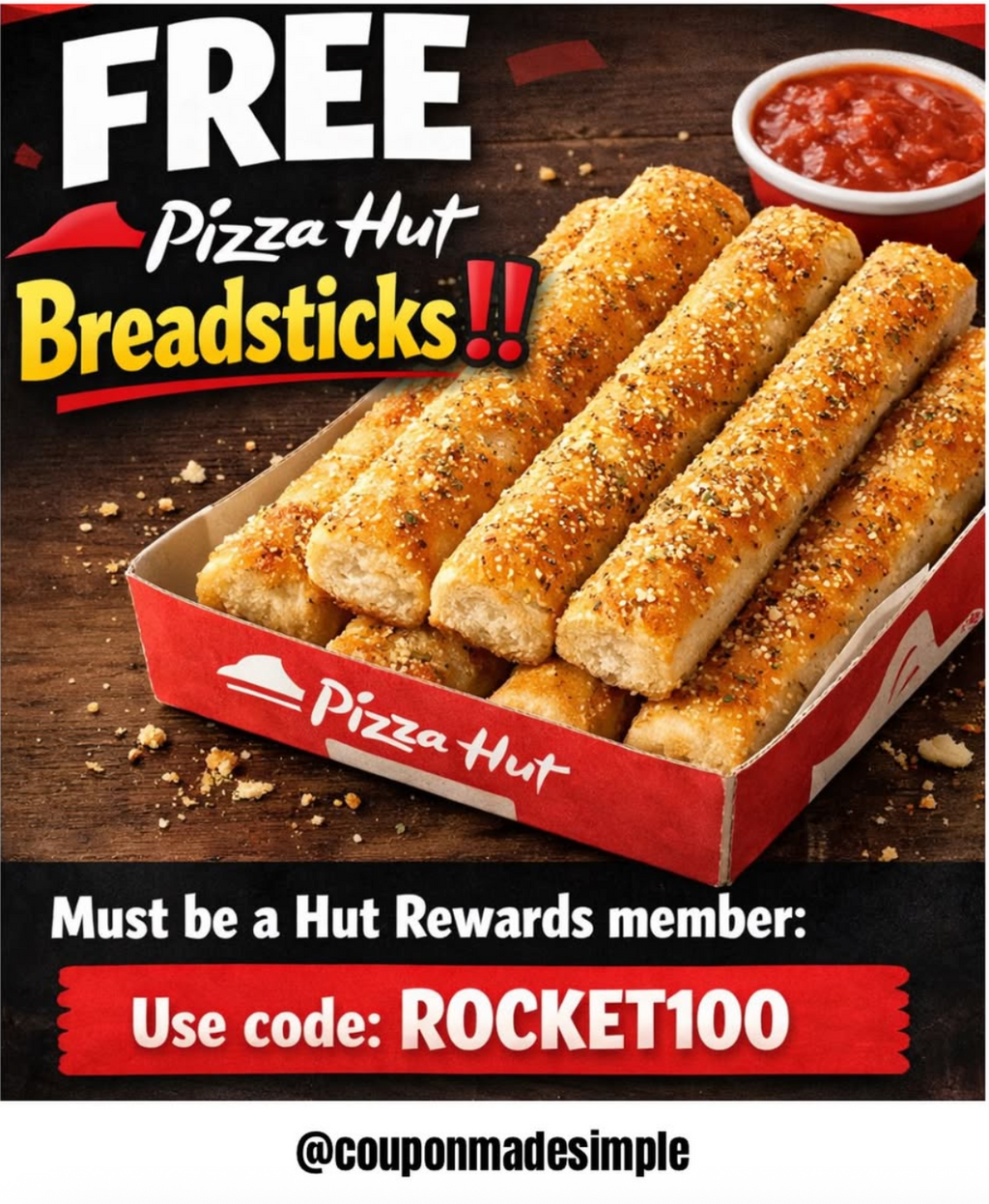 Free Breadsticks at Pizza Hut