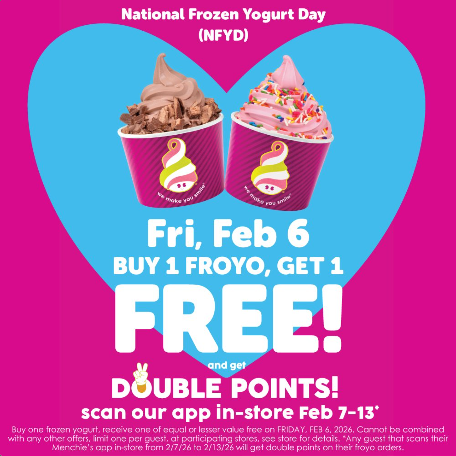 Buy 1, Get 1 Free Froyo at Menchie's on 2/6