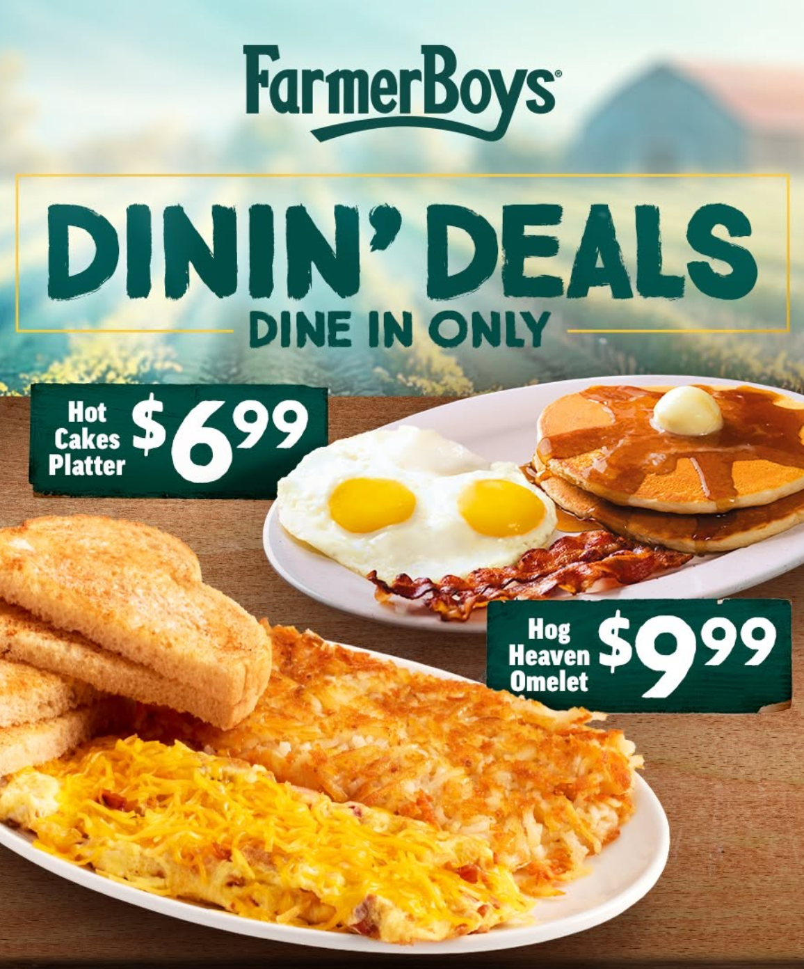 $6.99 Hot Cake Platter at Farmer Boys