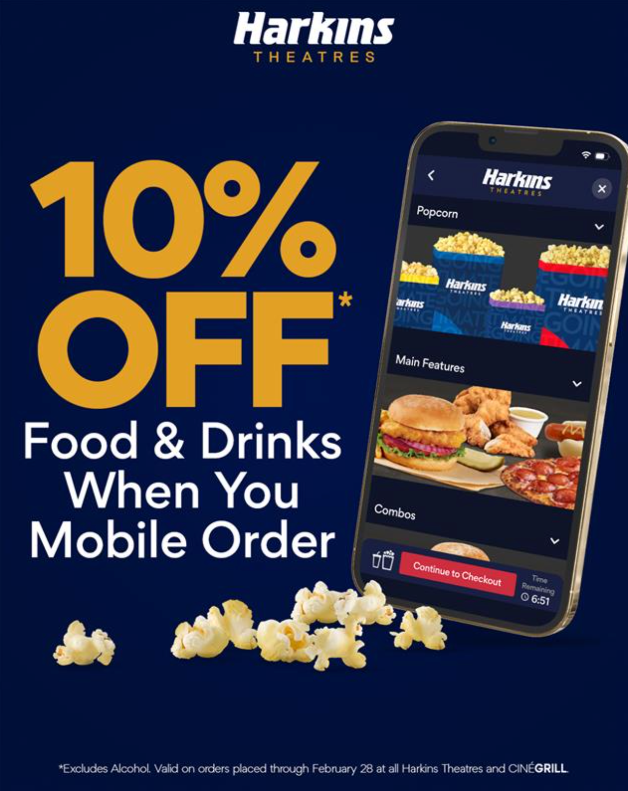 10% When You Order Food & Drinks Ahead at Harkins This Month