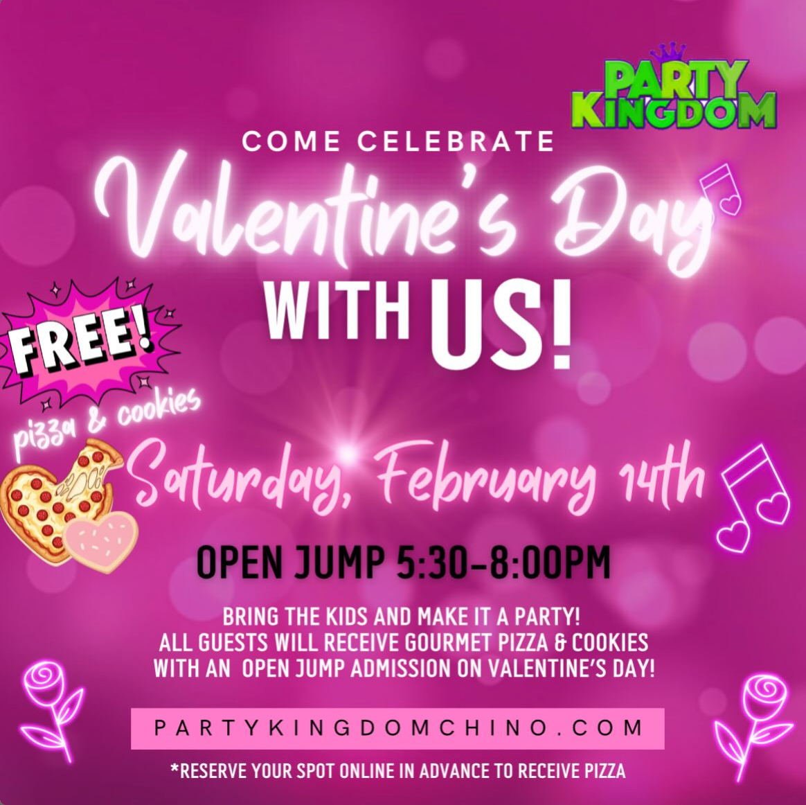Free Pizza & Cookies at Party Kingdom 2/14