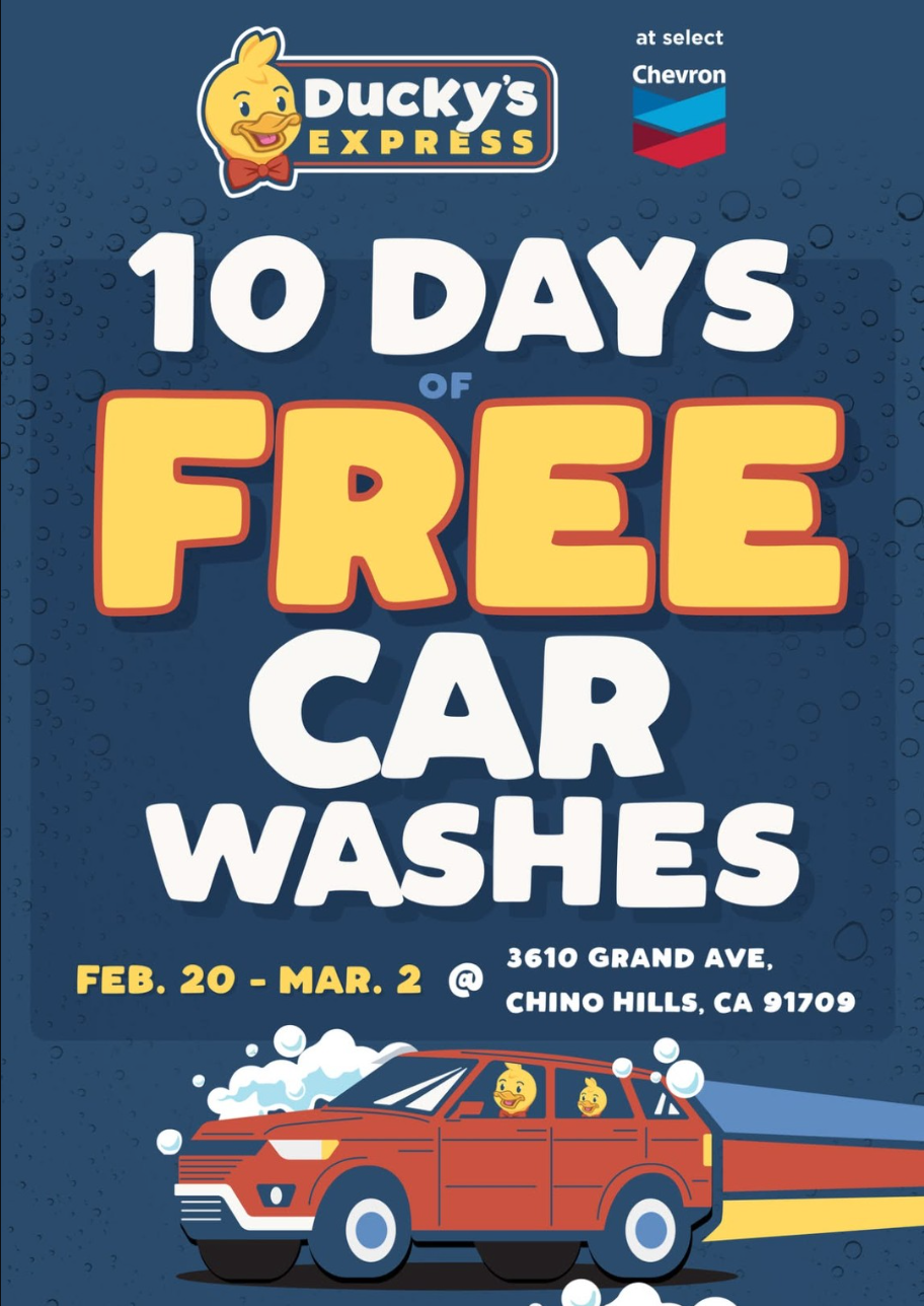Free Car Wash at Ducky's Express Until 3/2