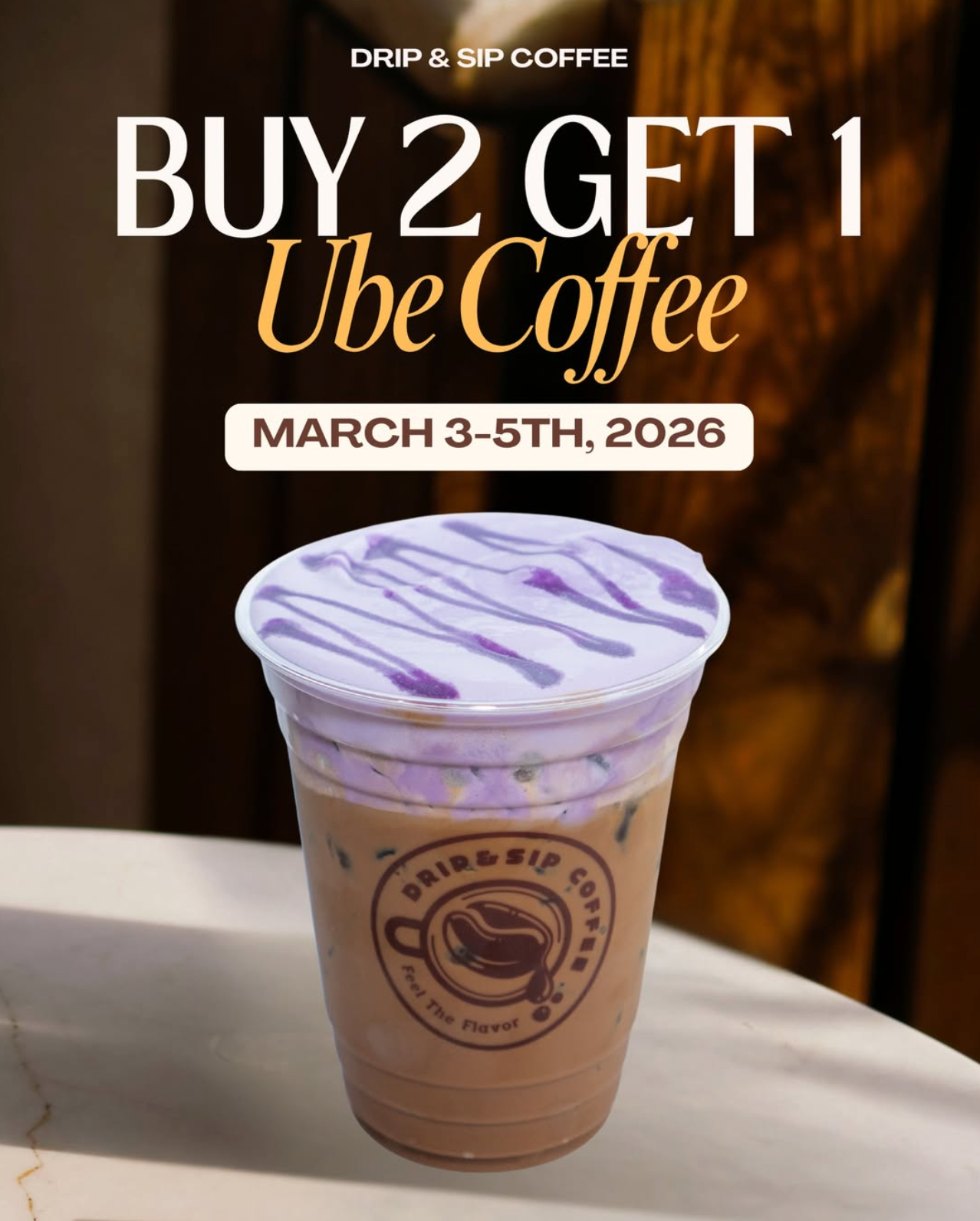 Buy 2 Get 1 Free Ube Coffee at Drip & Sip