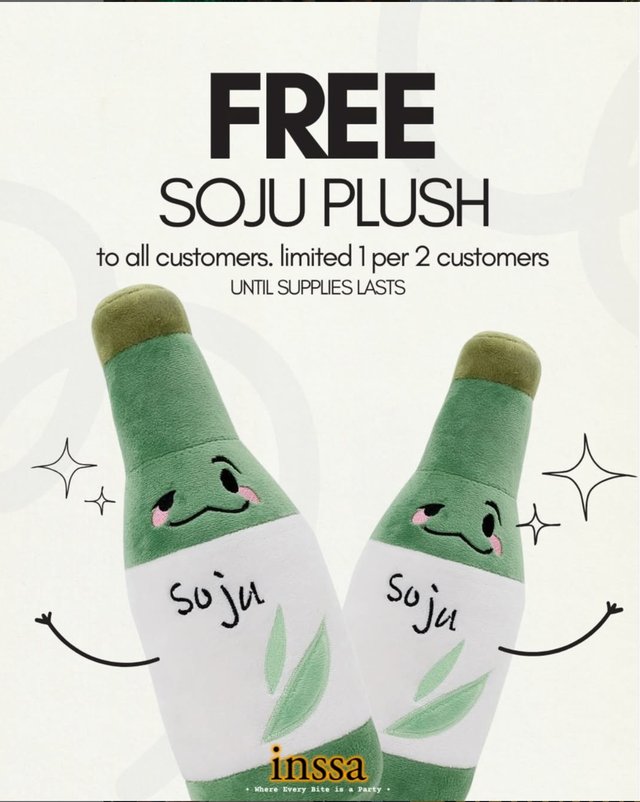 Free Plush While Supplies Last at Inssa