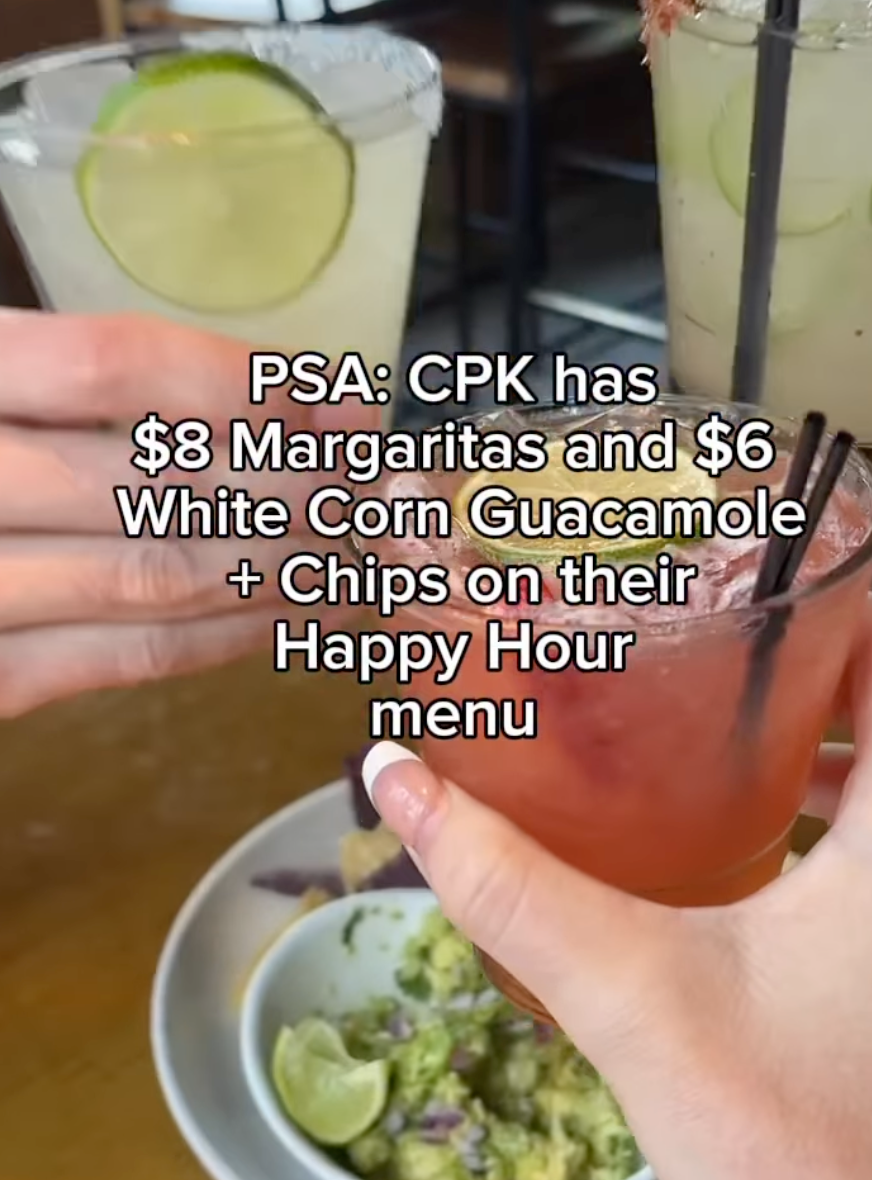 $8 Margaritas and $6 Chips & Guac Happy Hour at CPK
