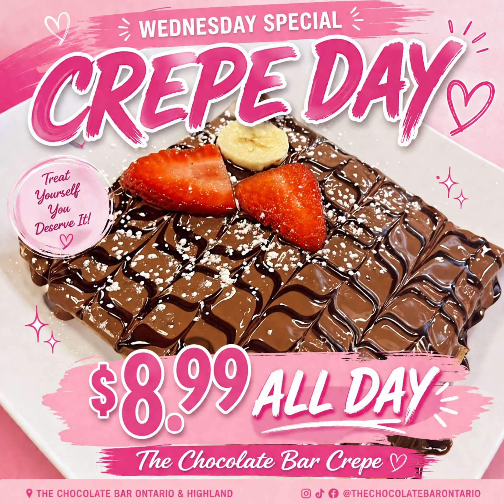 $8.99 Chocolate Crepe on Wednesdays at The Chocolate Bar Crepe