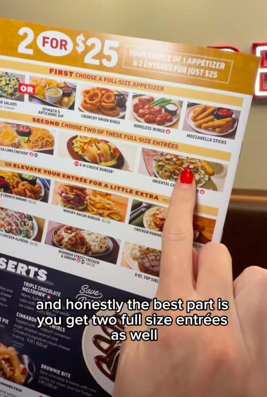 1 Appetizer & 2 Entrées for $25 at Applebee's
