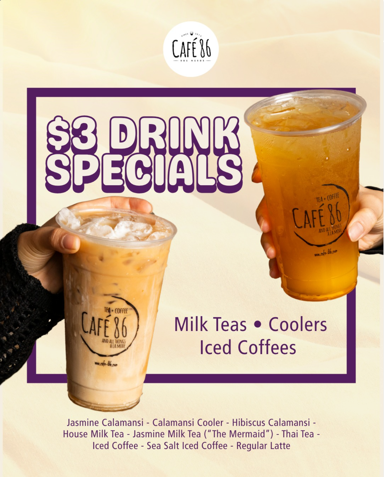 $3 Drink Specials at Cafe 86