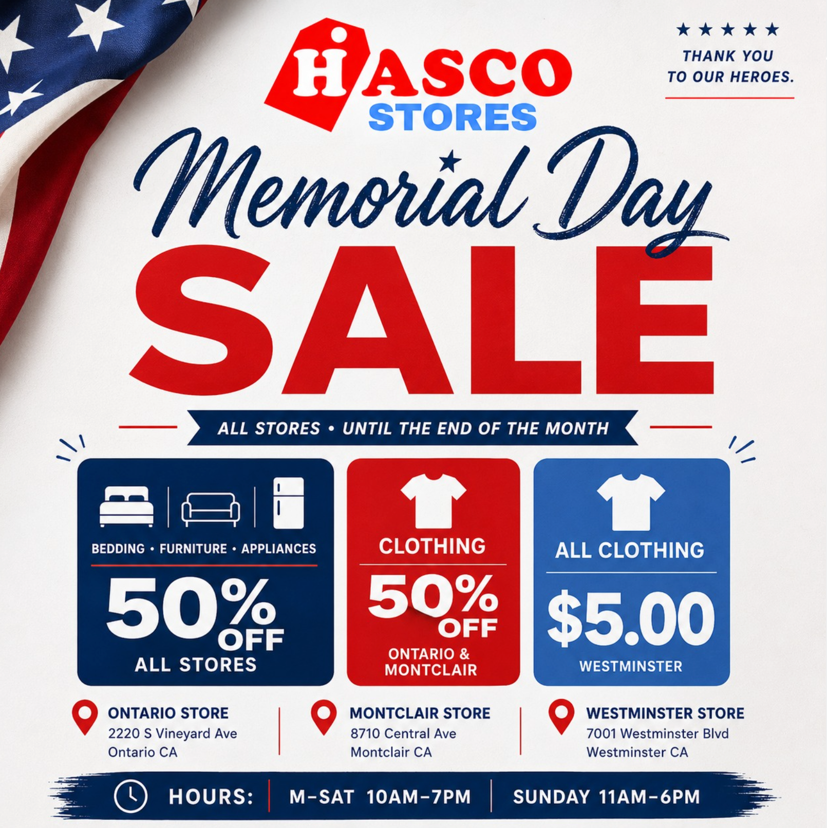Hasco Stores Memorial Day Sale