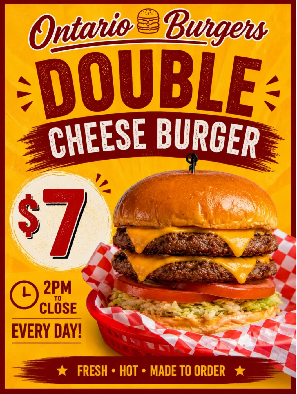 $7 Double Cheeseburger at Ontario Burgers