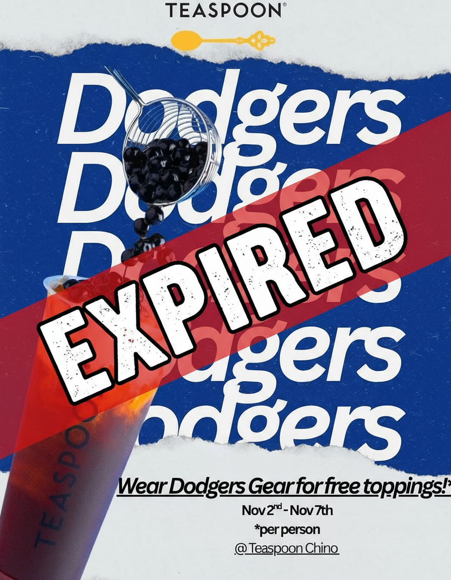 ENDED - Free Toppings When You Wear Dodgers Gear to Teaspoon