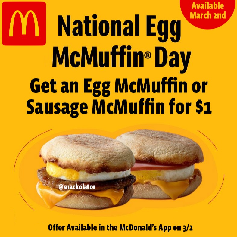 $1 McMuffin at McDonald's on 3/2