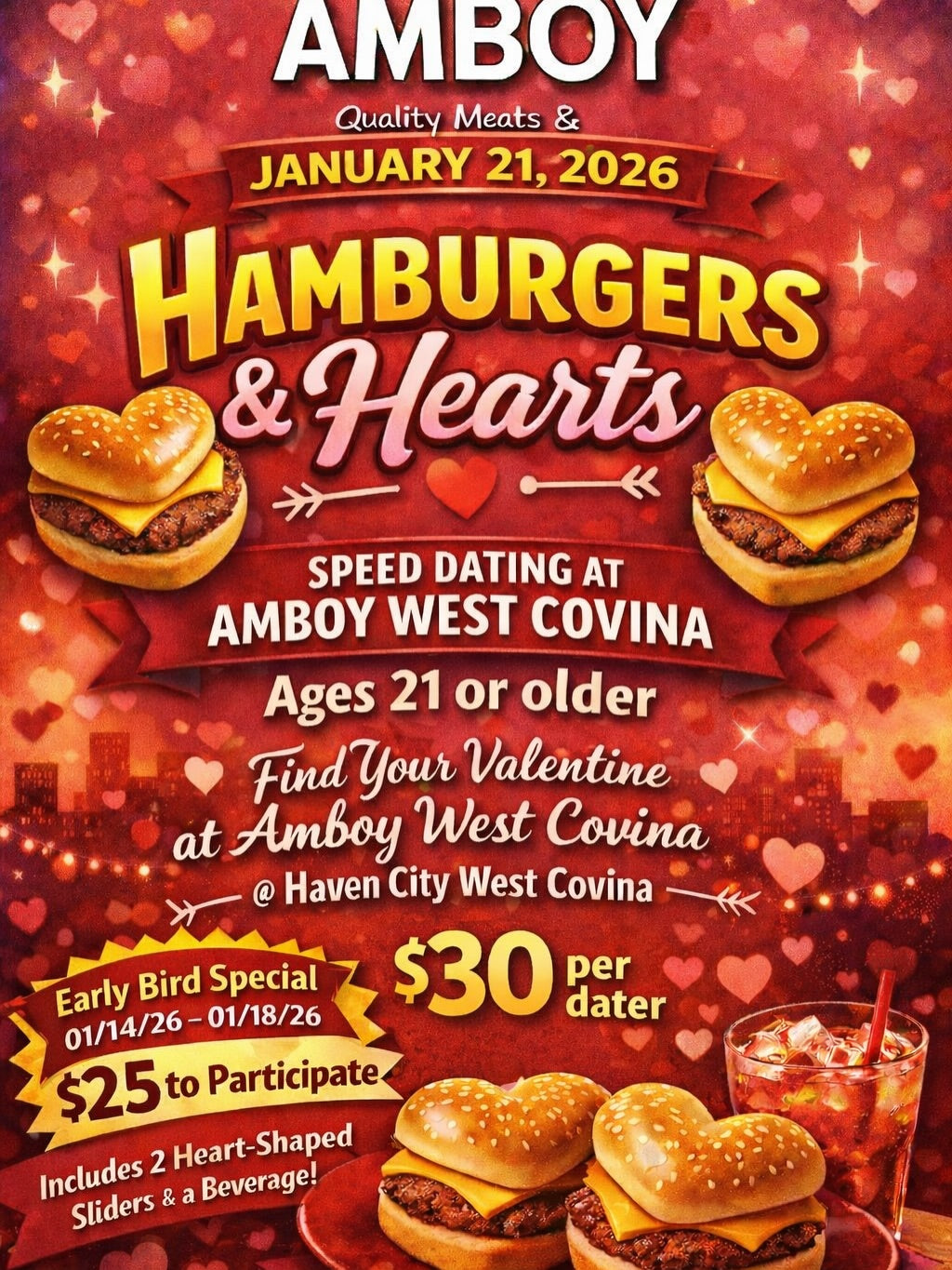 West Covina Speed Dating at Amboy Quality Meats Early Bird Special $25