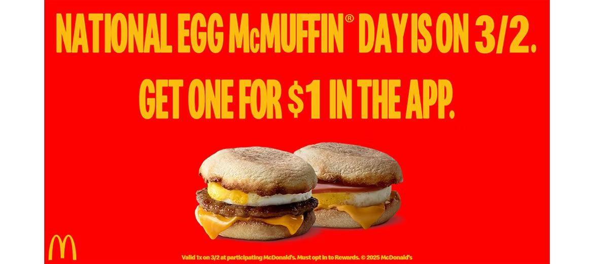 $1 McMuffin at McDonald's on 3/2