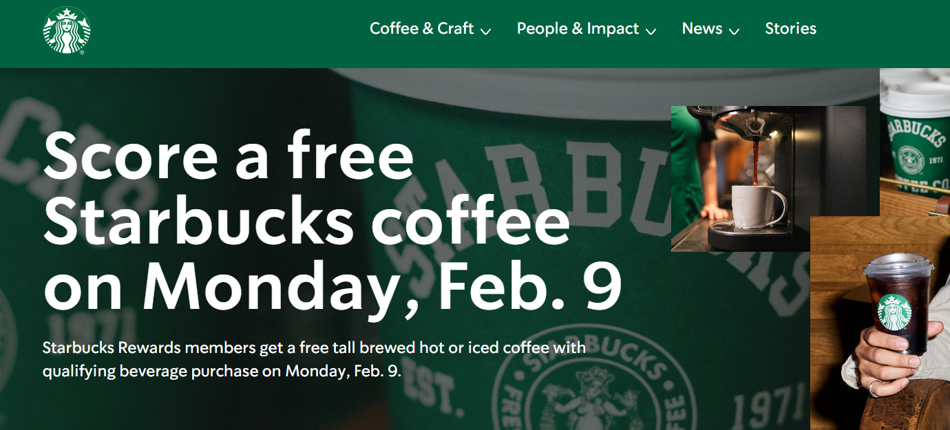 Free Starbucks Tall Iced or Hot Coffee with Purchase on 2/9